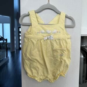 Vintage yellow baby girl bubble romper Size 3/6M